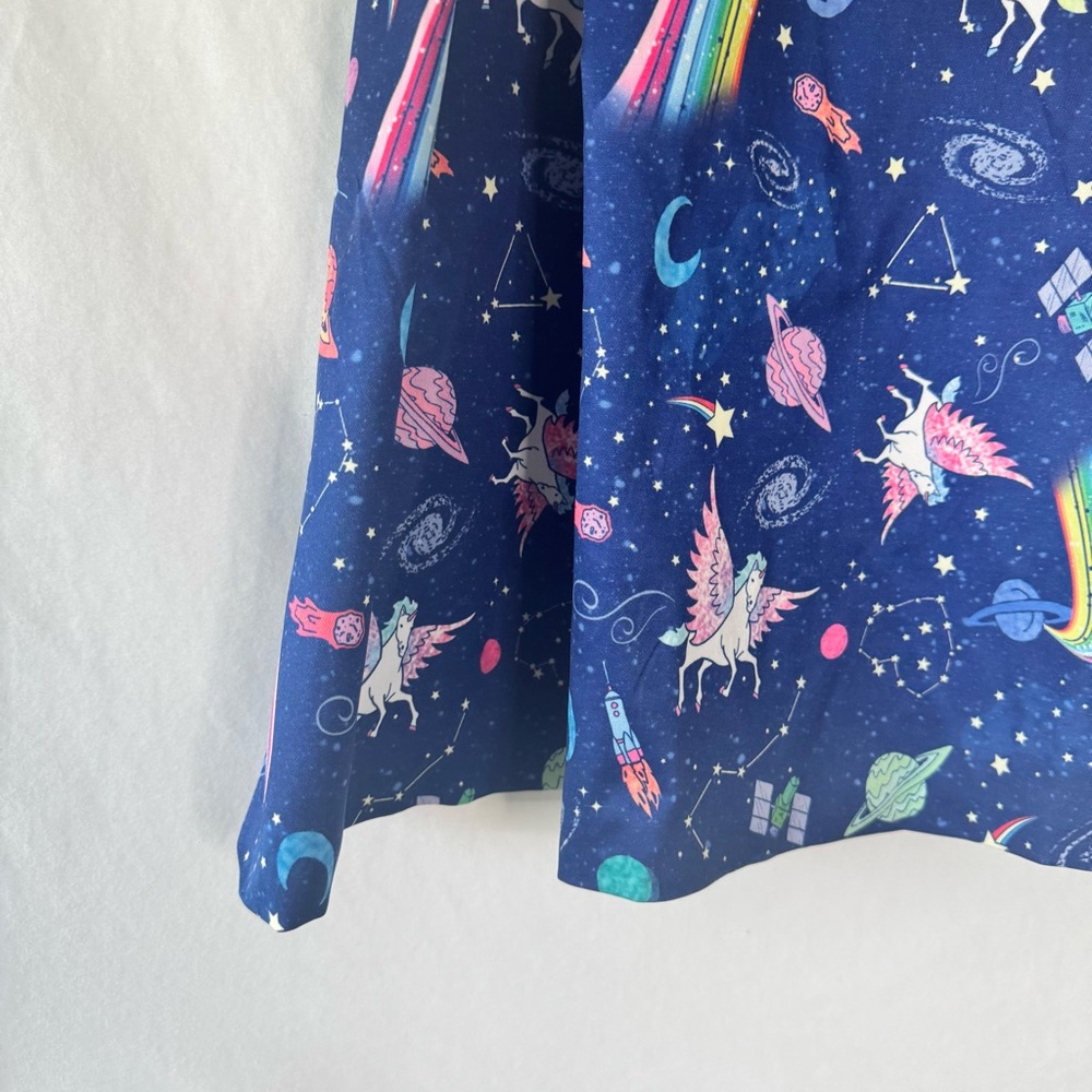 Lindy Bop Unicorn Blue and White Ruffled Skater Mini Skirt - Picture 4 of 10